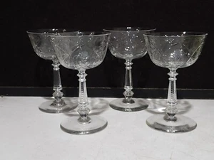 SET 4- Libbey Rock Sharpe LYNHURST #2005 Champagne/Tall Sherbet Glasses 5 5/8" - Picture 1 of 7