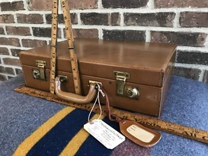 VINTAGE 1970’s CHICAGO BRITISH TAN BELTING LEATHER WOOD BOX BRIEFCASE BAG R$1148 - Picture 1 of 12