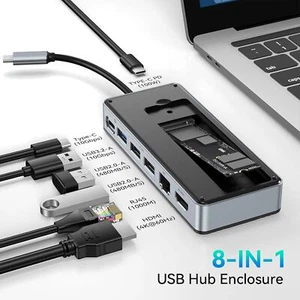 Yottamaster 8 in 1 Docking Station USB C HUB mit M.2 NVMe SSD Gehäuse PD 100W - Bild 1 von 11