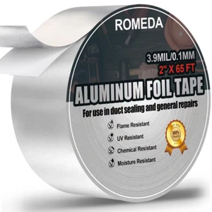 2 in x 65 Feet Aluminum Foil Tape Silver for Ductwork Dryer Vent FREE SHIPPING - Picture 1 of 7
