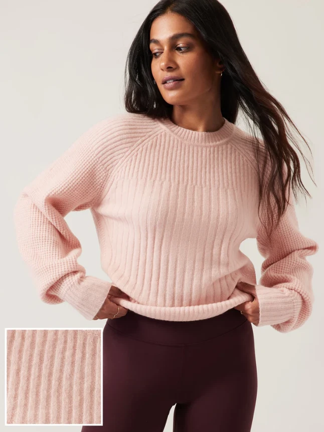 Athleta Layover Crew Sweater | Orchid Pink XL #882538