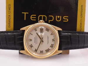 ROLEX DATEJUST  16238 PYRAMID DIAL 18Kt SOLID GOLD YEAR 1989 AUTOMATIC WATCH - Picture 1 of 17