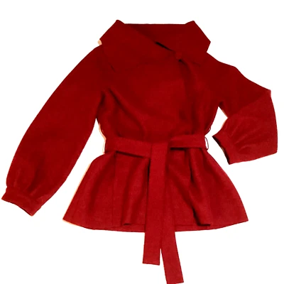 Beyond Threads Alpaca Wool Overcoat Women’s Small Red Double Breasted Peru Made - Image 1 of 4