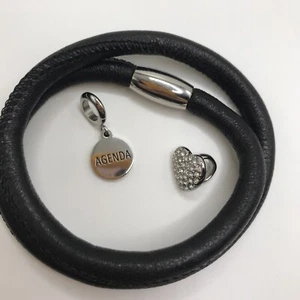 Women’s Fashion Black Wrap Bracelet With 2 Charms - Picture 1 of 1