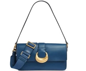 Donna Karan NY Valley Stream leather shoulder crossbody + Dust bag PEACOCK /BLUE - Picture 1 of 16