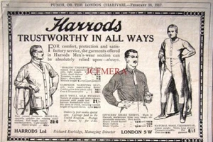 HARRODS for Men's Wear 1917 Clothing Advert Print #3 - Original Antique WW1 AD - Foto 1 di 1