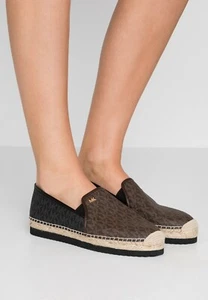 Michael KORS HASTINGS MK ESTAMPADO PVC ORO PLATAFORMA ALPARGATAS US 9 I LOVE SHOES - Imagen 1 de 2