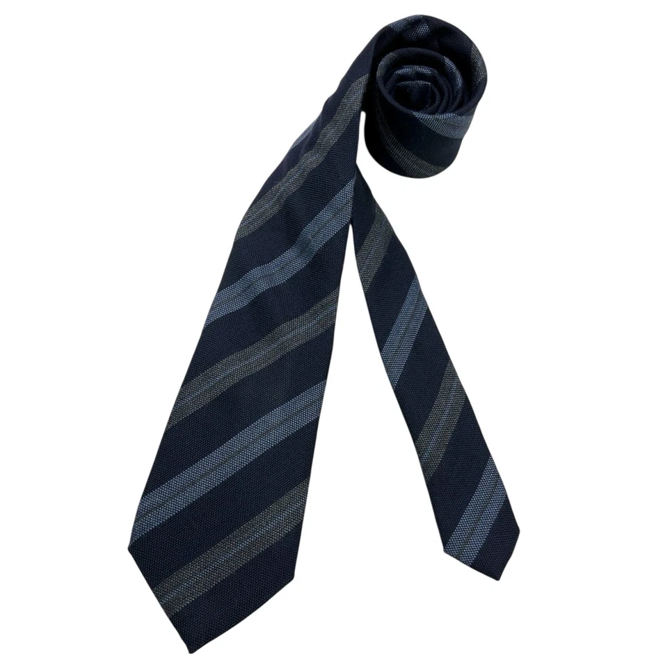 TRUSSARDI Navy/Blue/Gray Striped Wool Blend LUXURY Tie ITALY - Image 1 of 4