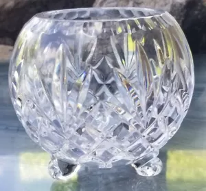 Vintage Elegante Rosa Ciotola Girandola Cristallo Pesante Sfera Tonda 3 Piedi - Foto 1 di 6