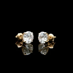 Moissanite Earrings 14K Solid Yellow Gold Screwback Studs 4mm-10mm(0.5ct-8ct) - Picture 1 of 7
