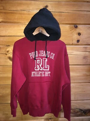 Suéter com capuz Ralph Lauren Polo Jeans Co vermelho preto bordado masculino G colorido - Imagem 1 de 4