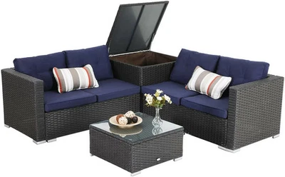 Outdoor Furniture Rattan Patio Furniture Set  Patio Conversation Set Wicker Sofa - Image 1 of 4