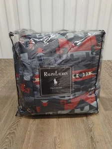 Ralph Lauren "Cartwright" King Comforter Southwestern Navajo Chambray blu vintage - Foto 1 di 6