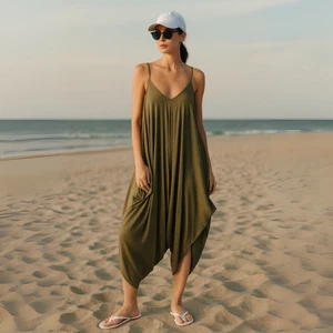 ROCKTHOSECURVES WOMENS Strappy Loose Fitting Jumpsuit - Picture 1 of 8