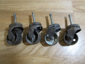Set of 4 Metal Wheel Casters from Victrola Cabinet - Picture 1 of 4