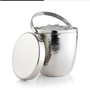 Crate & Barrel Graham Hammered Metal Ice Bucket- New - Picture 1 of 8
