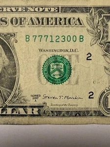 Three In A Row 7s Triple 7s Fancy Serial Number Mini Ladder 1 Dollar B77712300B - Bild 1 von 10