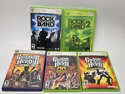 Rockband 1, 2 + Guitar Hero III, World Tour, Aerosmith Gams Lote Xbox 360  Foto 1 de 4