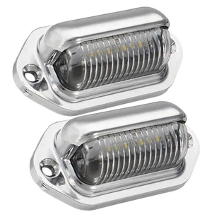 2Pcs 12V-24V LED License Plate Door Side Light for RVs and Trucks (Silver) - Bild 1 von 11