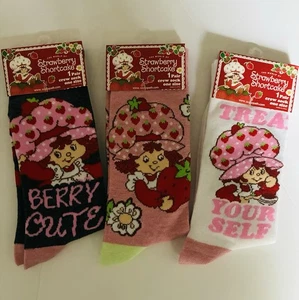 Set Of 3 Assorted Strawberry Shortcake Crew Socks - Picture 1 of 5
