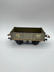 Vintage Hornby O Gauge GW Open Coal Wagon 12530 Tin - Rare Wide Wheelbase - Foto 1 di 4