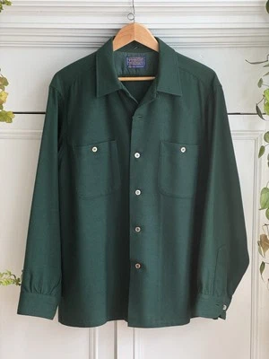 Rare New Pendleton - Virgin Wool Button Up Shirt 60s Era Vintage Forest Green - Image 1 of 4