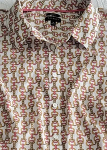Talbots Women's Button Up Long Sleeve Shirt Non-Iron Size 14 Chain Horse Bit - Picture 1 of 11