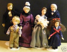 1:12 Scale Family Of 7 Victorian People Tumdee Dolls House Nursery Accessory 090