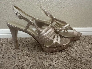Adrianna Papell Adri Strappy Pumps Heels Women's 9 Gold Metallic - Picture 1 of 3