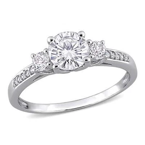 Women'S Created Sapphire 10K White Gold Engagement Ring - Picture 1 of 12