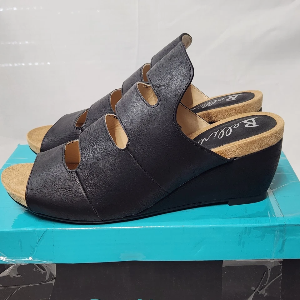 Talla 7 - Sandalia de cuña Bellini blanca para mujer - negra Foto 1 de 4