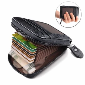 Portafoglio impermeabile carta di credito da uomo blocco RFID pelle borsa con cerniera - Foto 1 di 17