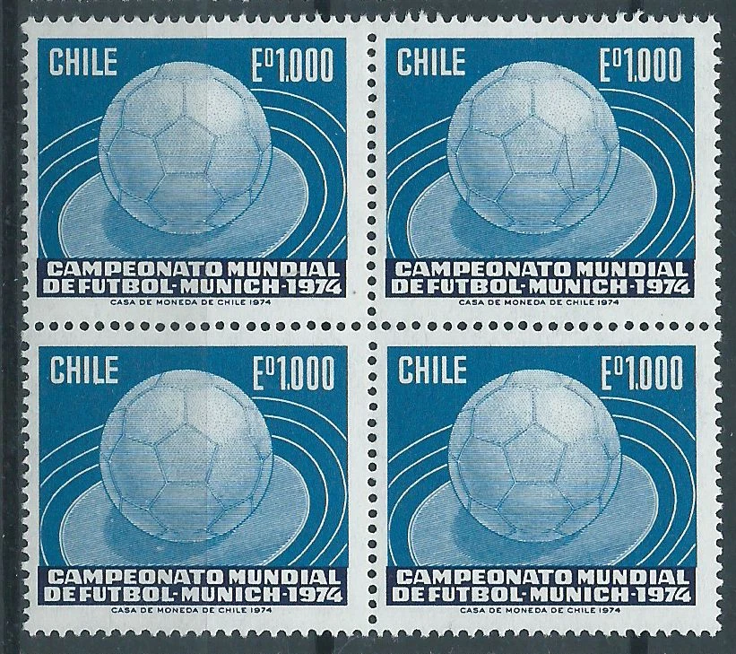 CHILE 1974 Sc.448 Copa Mundial de Fútbol Fútbol Fútbol Fútbol Alemania Bloque de 4 MNH Foto 1 de 1
