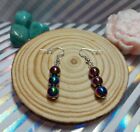 Hand Made Sterling Silver Earrings with Beautiful Rainbow Hematit Stone Beads