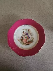 Vtg Hand Painted Schumann Germany Courting Couple Decorative Plate Gold Gilded - Picture 1 of 4