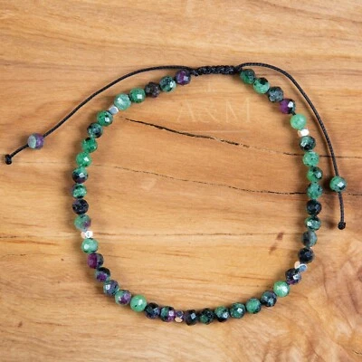 Pulseira Epidote Tibetana Minimalista Contas Verdes Boêmia Cura Feminina Ajustável - Imagem 1 de 2