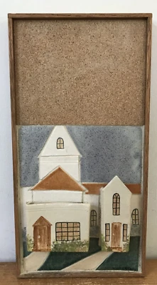 Vintage 80s Jean McCamy Clayworks Ceramic Cork Peg Board Mail Organizer 16.5" - Image 1 of 4