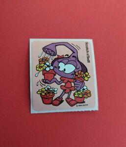 Vintage scratch n sniff Sticker 80s Snorks Cartoon Flowers