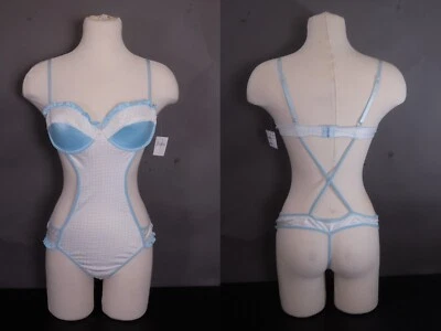 复古 Frederick's of Hollywood 波尔卡圆点丁字裤紧身衣裤 Teddy 尺码 34 B — 第 1/4 张图片