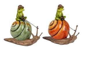 768056 Rana montada en caracol verde claro 14 cm de piedra artificial precio unitario - Imagen 1 de 1