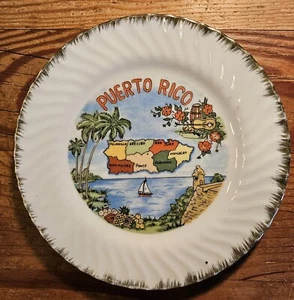 Vintage Mid-Century Puerto Rico Souvenir Plate 8 Inches - Picture 1 of 3