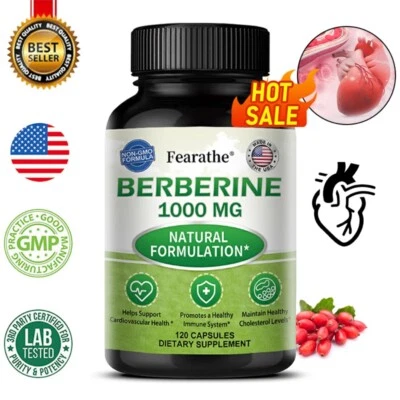 Berberina 1000 mg 30 a 120 cápsulas salud cardíaca e colesterol saludable inmunológico Foto 1 de 4