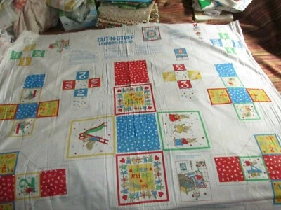 Fabric Baby child kids Boys Girls 6 Quilt Squares Cut n stuff learning Blocks  - Image 1 of 4