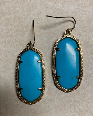 KENDRA SCOTT Danielle Earrings Turquoise Blue Gold Tone EUC - Image 1 of 3