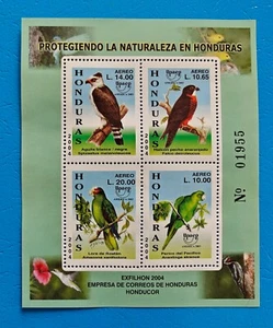 HONDURAS 2004 BIRDS 4v sheet - PARROT FALCON EAGLE - bird stamps MNH - Imagen 1 de 1