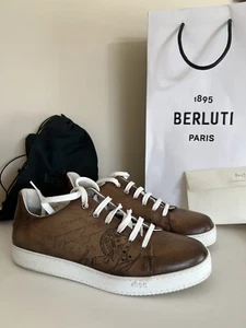 Baskets basses homme Berluti Paris Palerme cuir marron Scritto taille 9 / US 10 - Photo 1/10