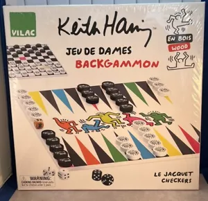 Keith Haring Backgammon & Checkers Jeu De Dames Le Jacquet de Vilac Nuevo - Imagen 1 de 2