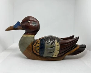 Estatuilla pintada de madera tallada de pato de boda mandarín coreano - Imagen 1 de 16