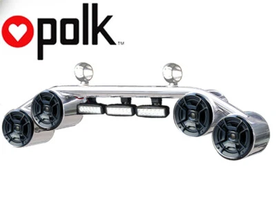 Combo de luces de altavoz de torre de wakeboard pulido Polk DB652 300 vatios altavoces marinos Foto 1 de 2