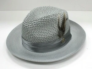 Sombrero Para Hombre Bruno Capelo Fedora 100% Polietileno Trenza Gris Plateado JU-909 - Imagen 1 de 6